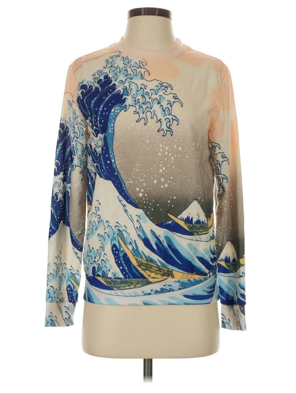 SM Women’s Blue Wave Print Long-Sleeve Sweatshirt